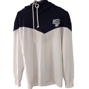 Gameday Couture White Navy UNC Tar Heels Colorblock logo hoodie womens large‎